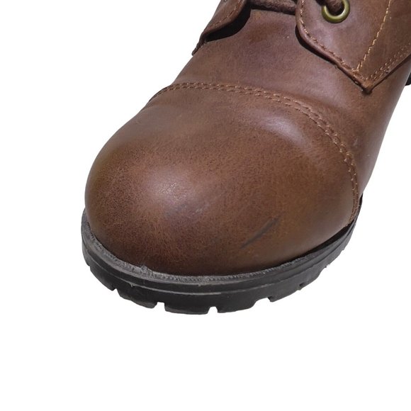 UNR8ED Women's Brown Leather Lace Up Double Zip Boots Cloth Lined -Size‎ 9M - Picture 9 of 11